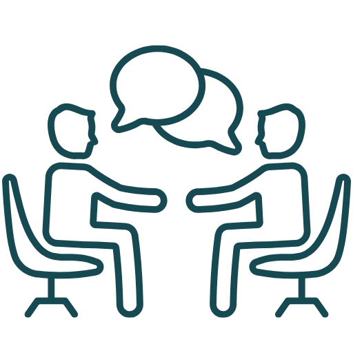 Two people chatting on a cheer icon