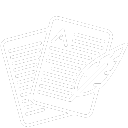Icoon van twee documenten met een veer, symboliseert contentcreatie of documentbeheer.